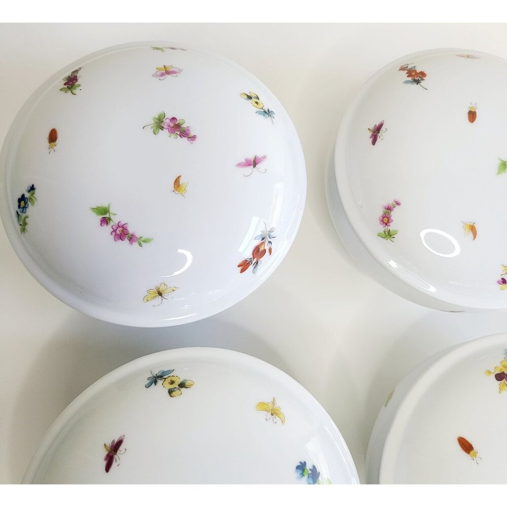 Limoges Chamart Porcelain Bowls With Lids Floral & Insect Trinkets set of 4 - Picture 2 of 16